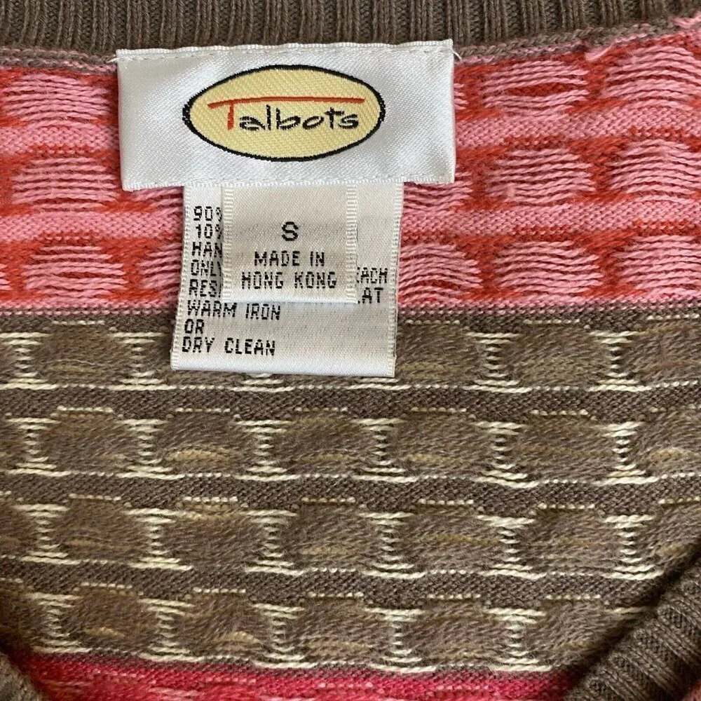 VTG 90s Y2K Talbots Womens S Colorful Polka Dots Cashmere Blend Cardigan Sweater - Picture 5 of 8